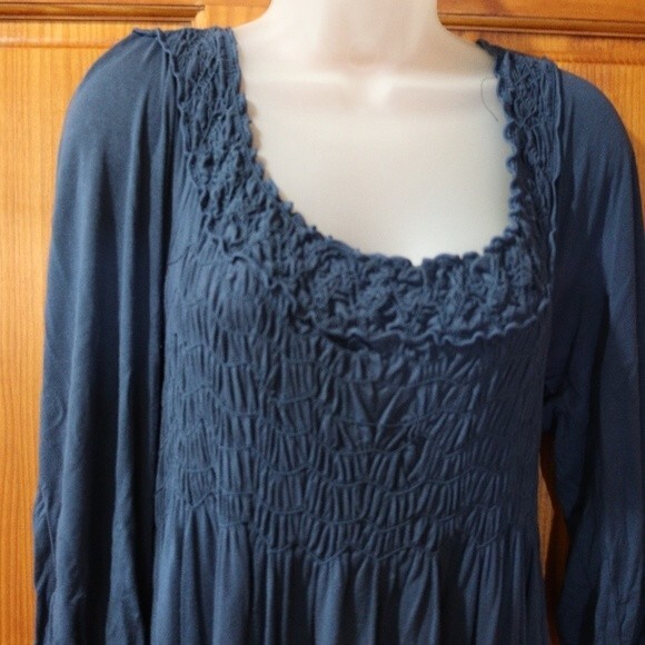 Max Studio Slate Blue Off Shoulder Smocked Midi Dress Large - Picture 6 of 11